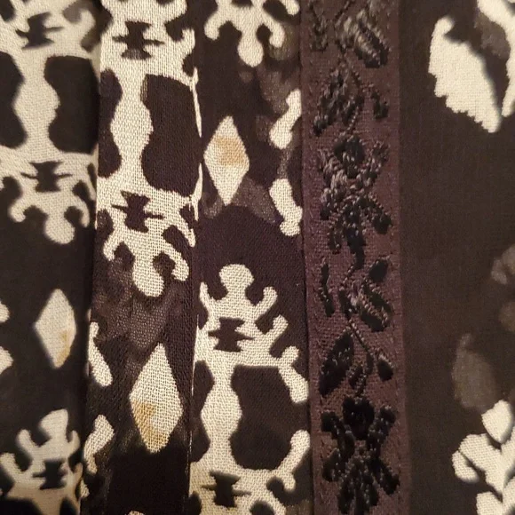 NWOT Bila Women's Boho Style Black & White Floral Sheer Top  Size XXL - Picture 5 of 10